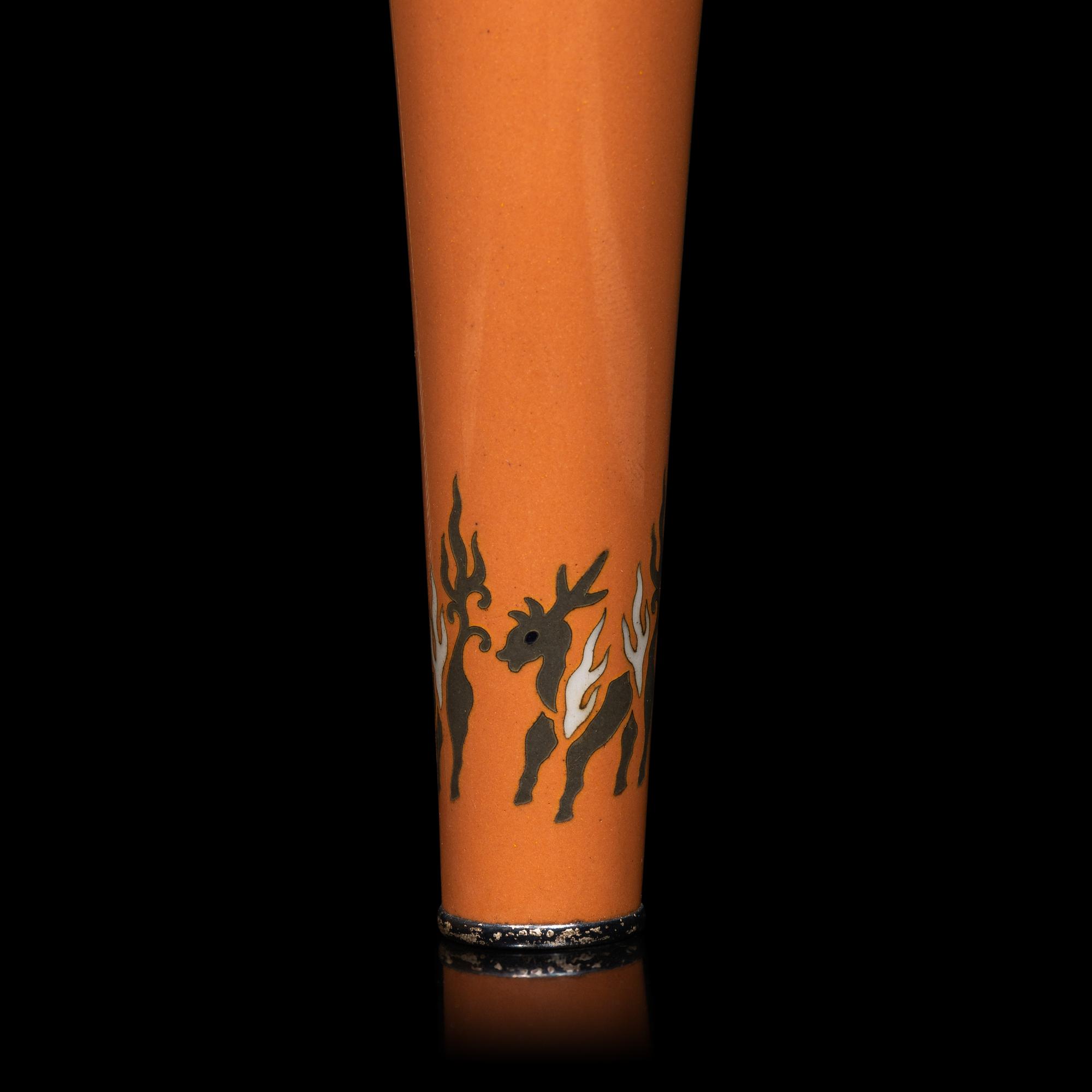 A Japanese Cloisonné Enamel Trumpet Vase, Mark of Ando Workshop, Stand Dated 1915 日本大正四年十二月一日製 安藤七寶花樽
