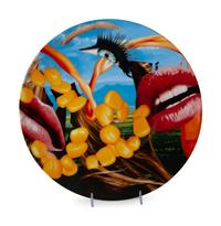 Two Porcelain Art Plates - Alex Katz Jessica , and Jeff Koons Lips — 20th Century