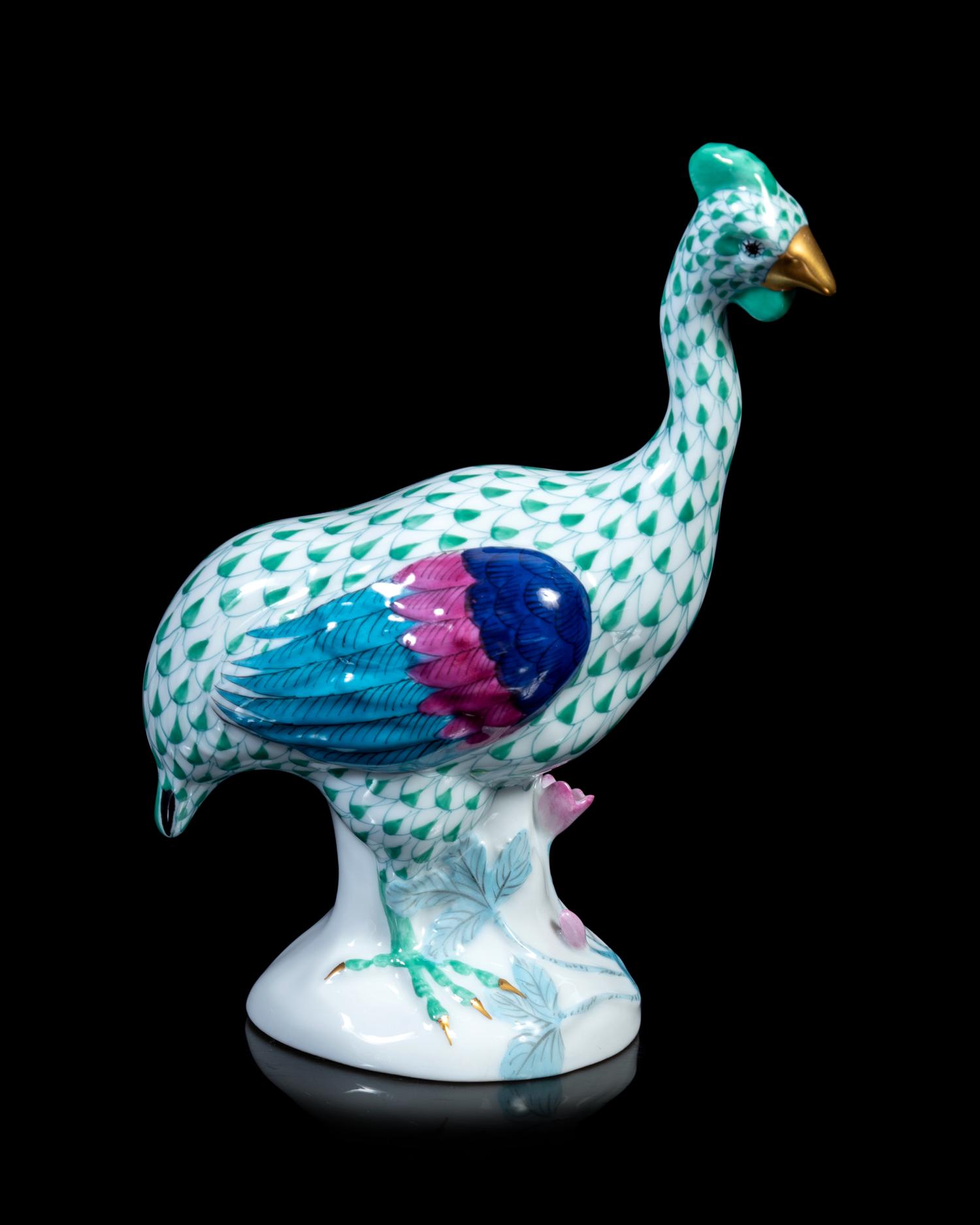 A Herend Porcelain Duck, Two Baccarat Glass Animals, a Baccarat Glass Perfume Bottle and Two Wedgwood Jasperware Articles