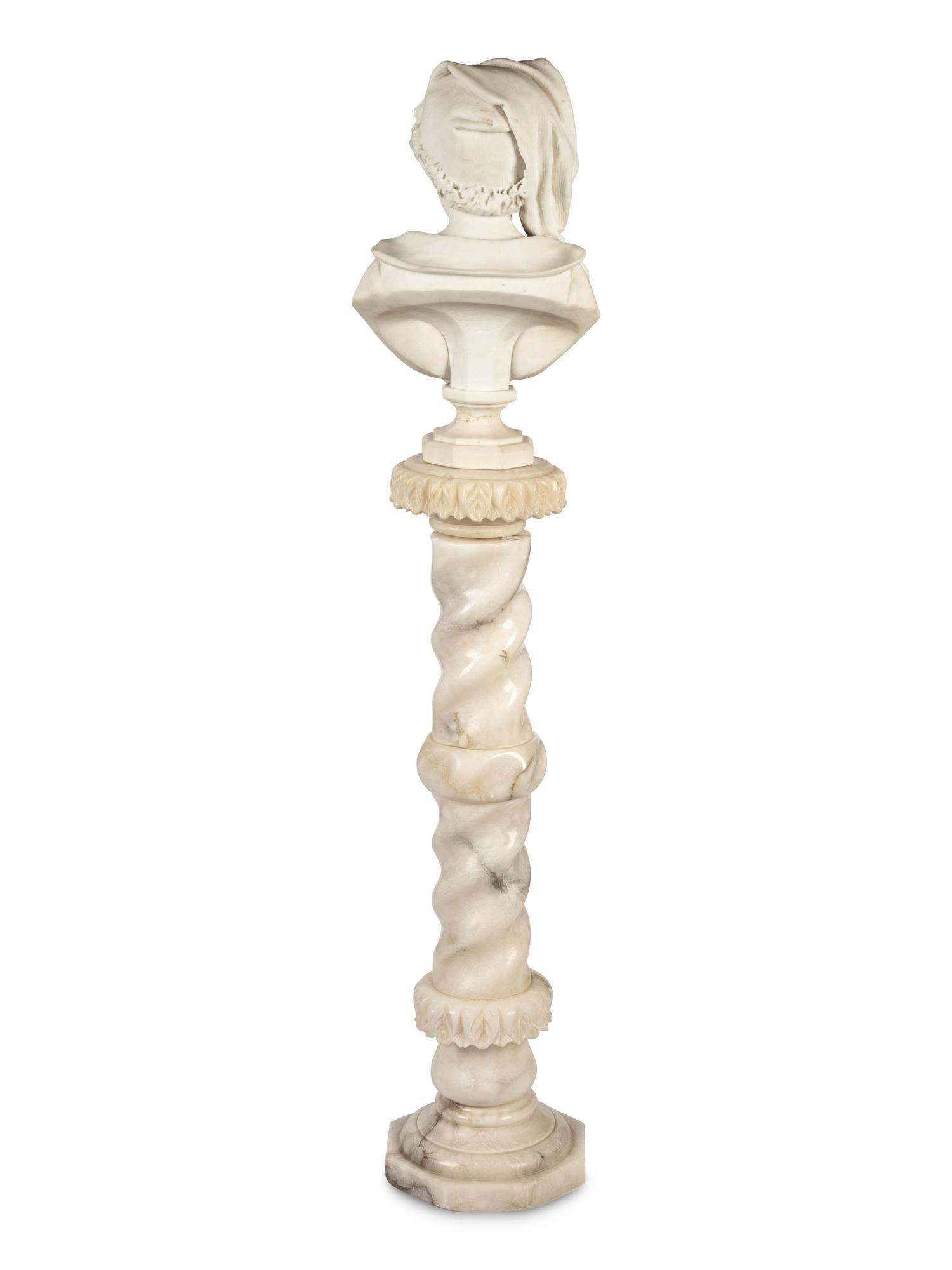 An Italian Carved Marble Bust of a Girl