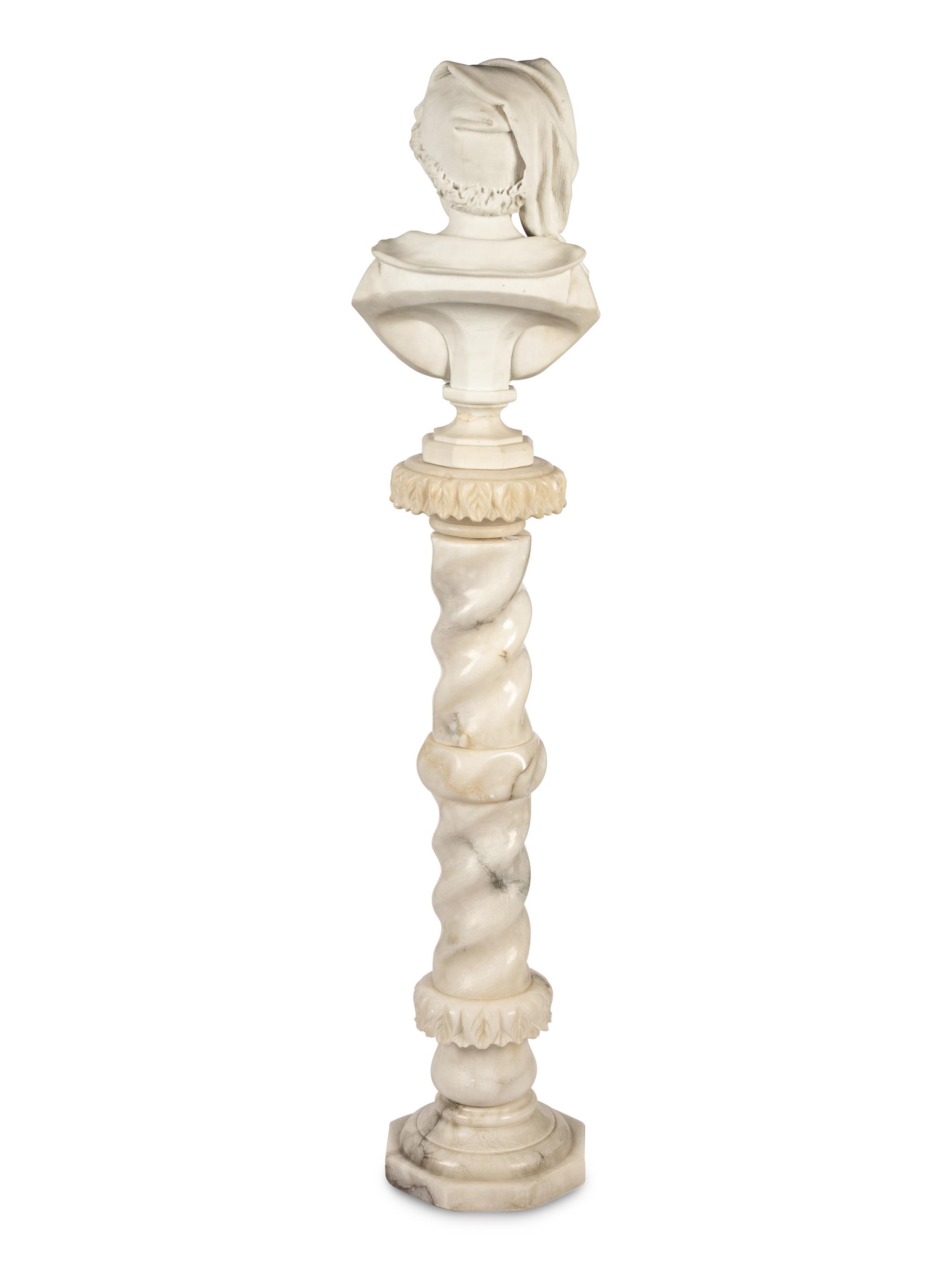 An Italian Carved Marble Bust of a Girl