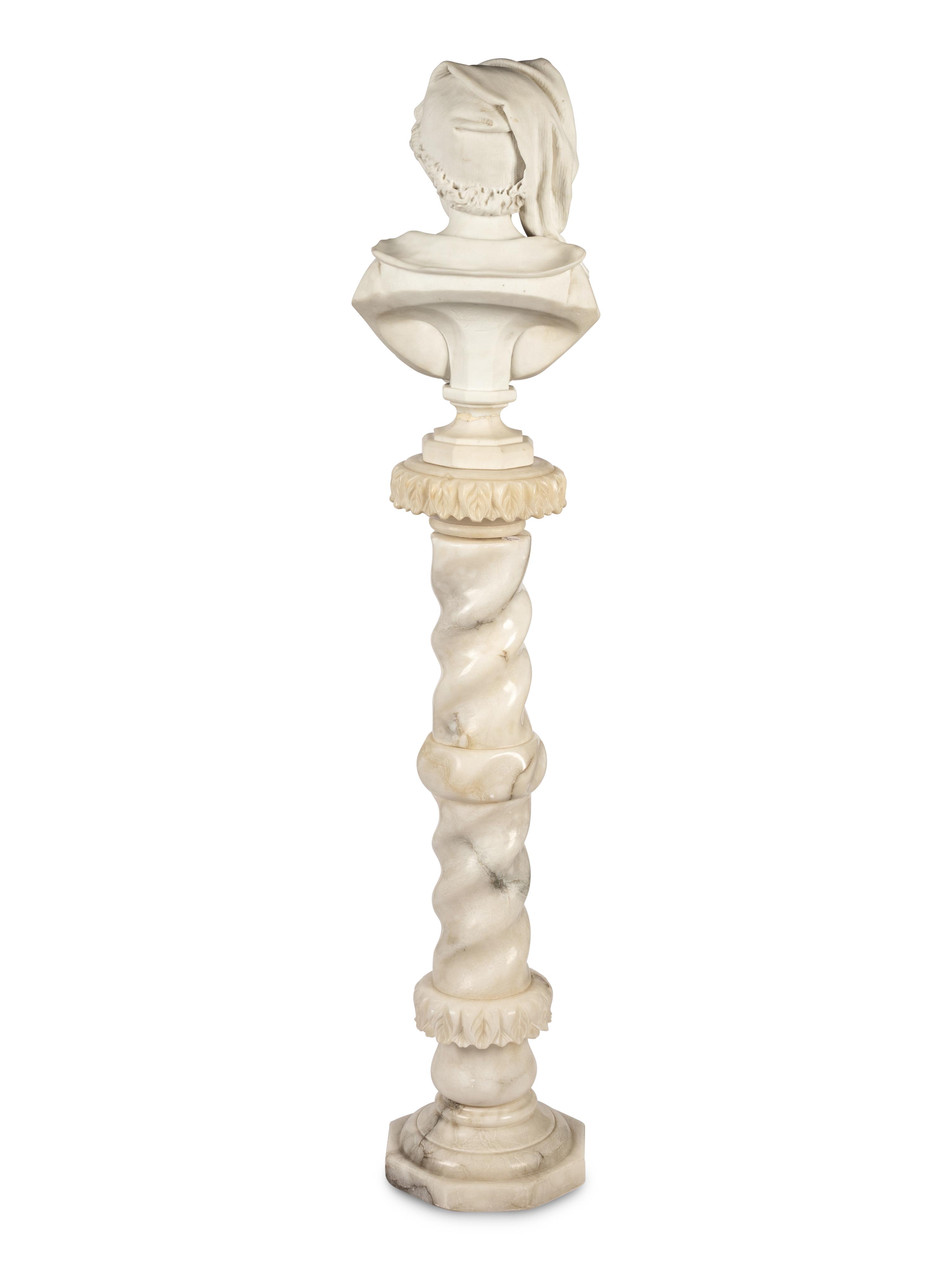 An Italian Carved Marble Bust of a Girl