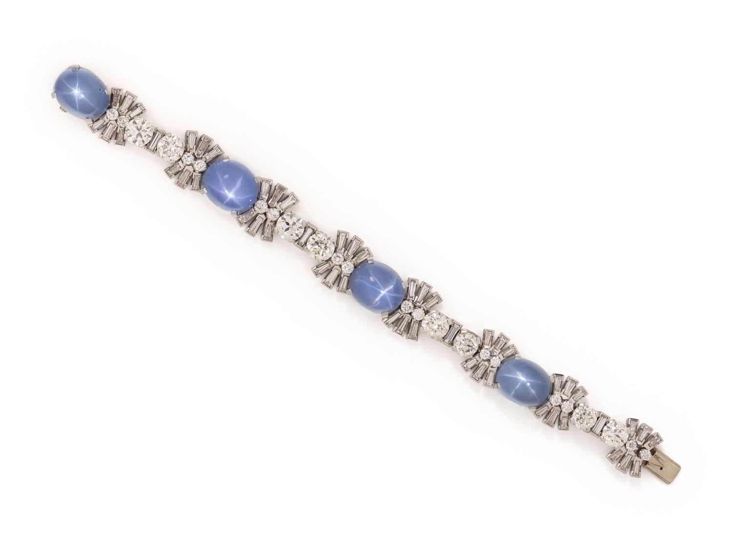 SPAULDING & CO., STAR SAPPHIRE AND DIAMOND BRACELET