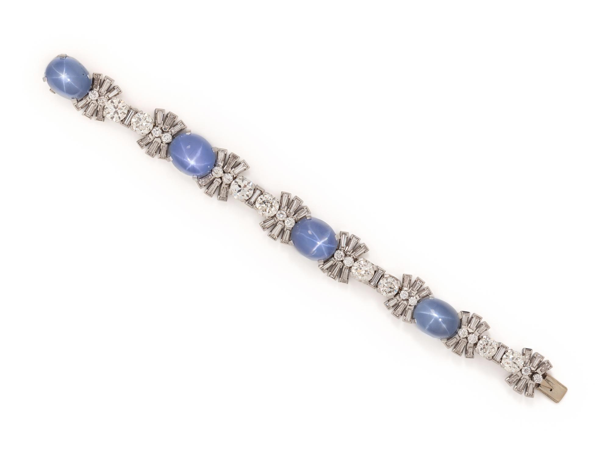 SPAULDING & CO., STAR SAPPHIRE AND DIAMOND BRACELET