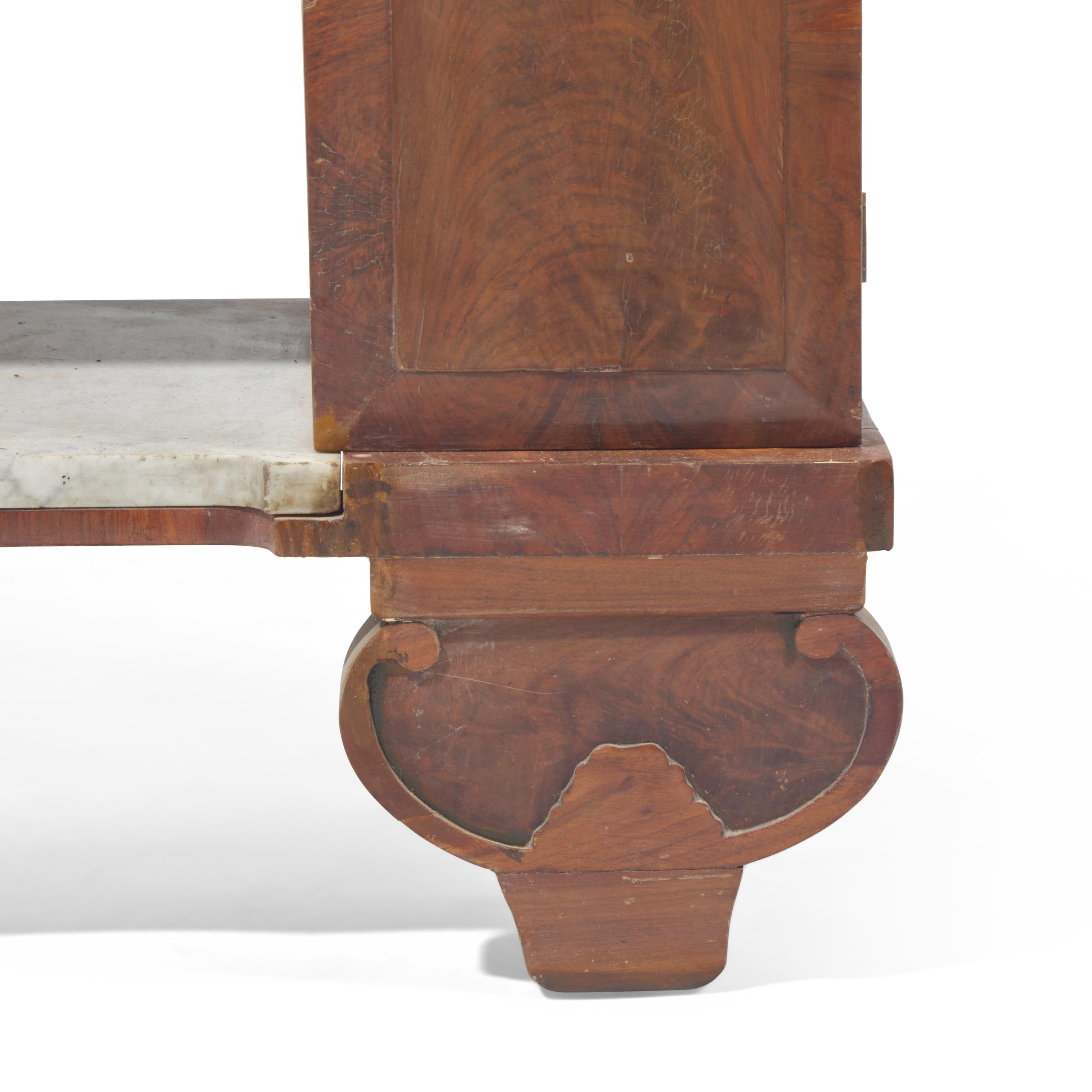 A Classical Figured Mahogany and White Marble Mixing Table