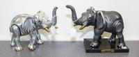 Two Silvered Metal Articulated Elephant Figures Height of first 9 inches. — FRANK MAISLER (ISRAEL, 1960)
