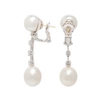 CULTURED PEARL, DIAMOND, AND WHITE GOLD EARRINGS