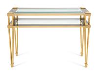 A Brass and Steel Tiered Side Table