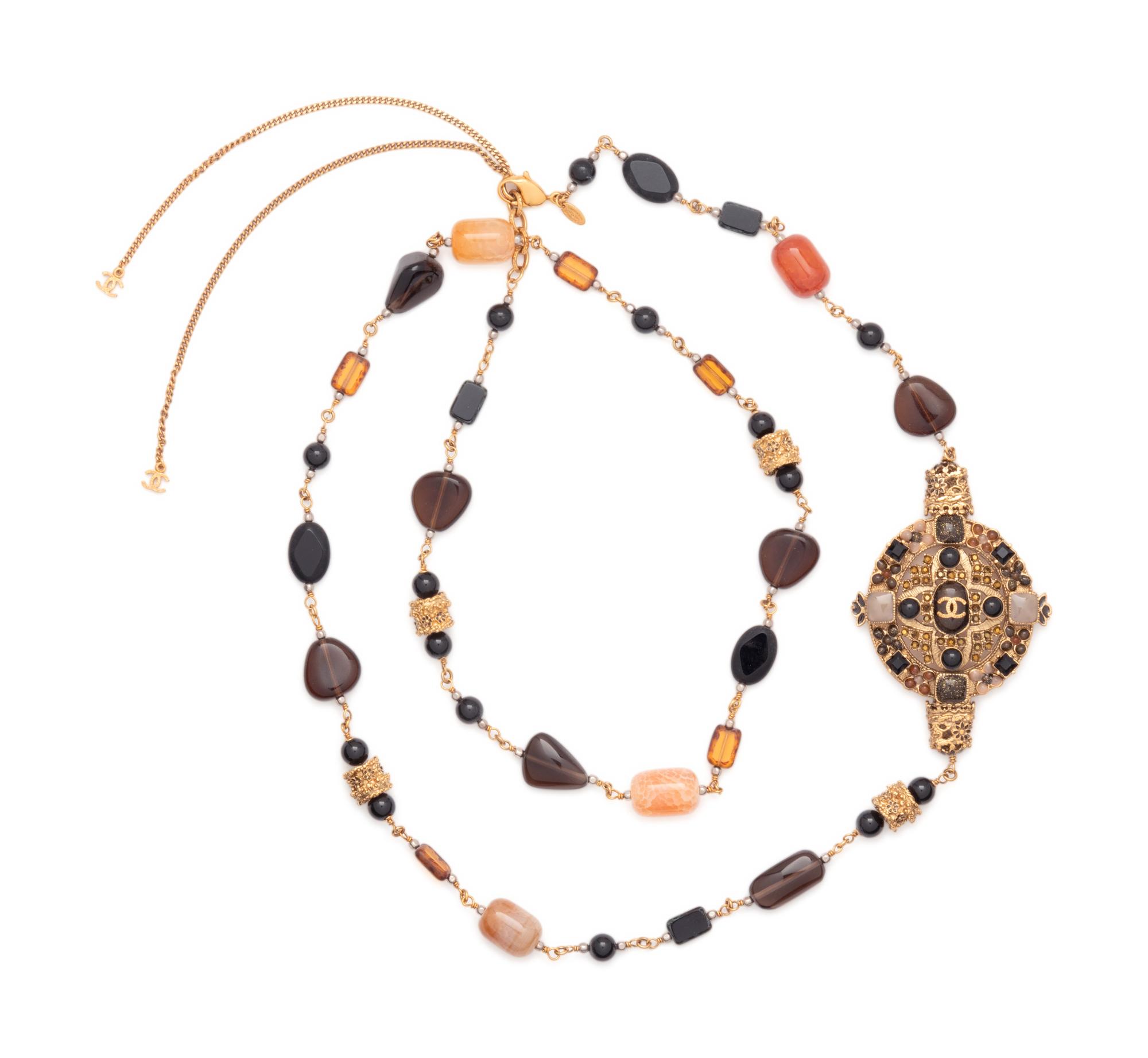 Chanel Stone and Chain Necklace with Brooch Pin, Fall 2011