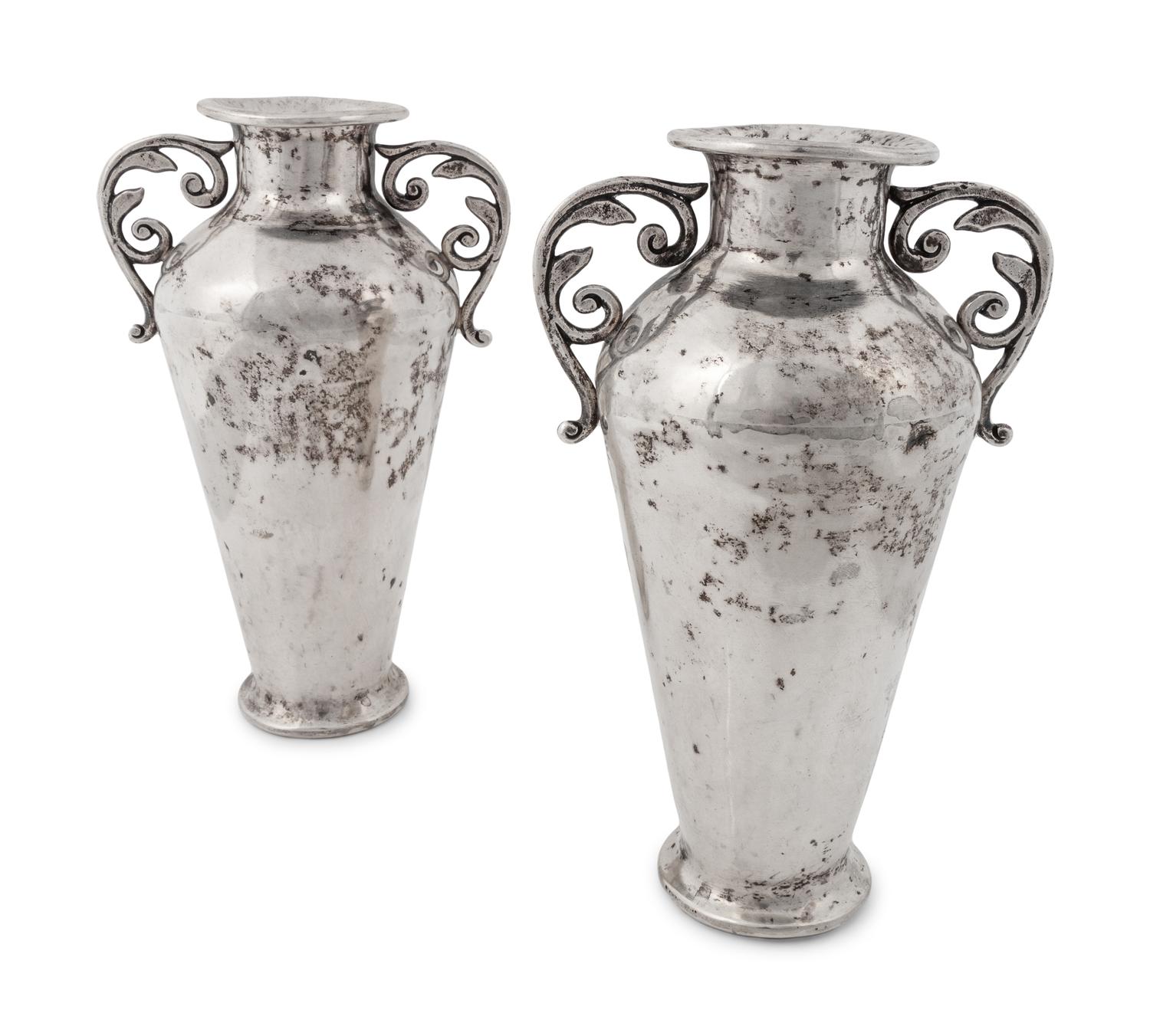 A Pair of Peruvian Silver Vases