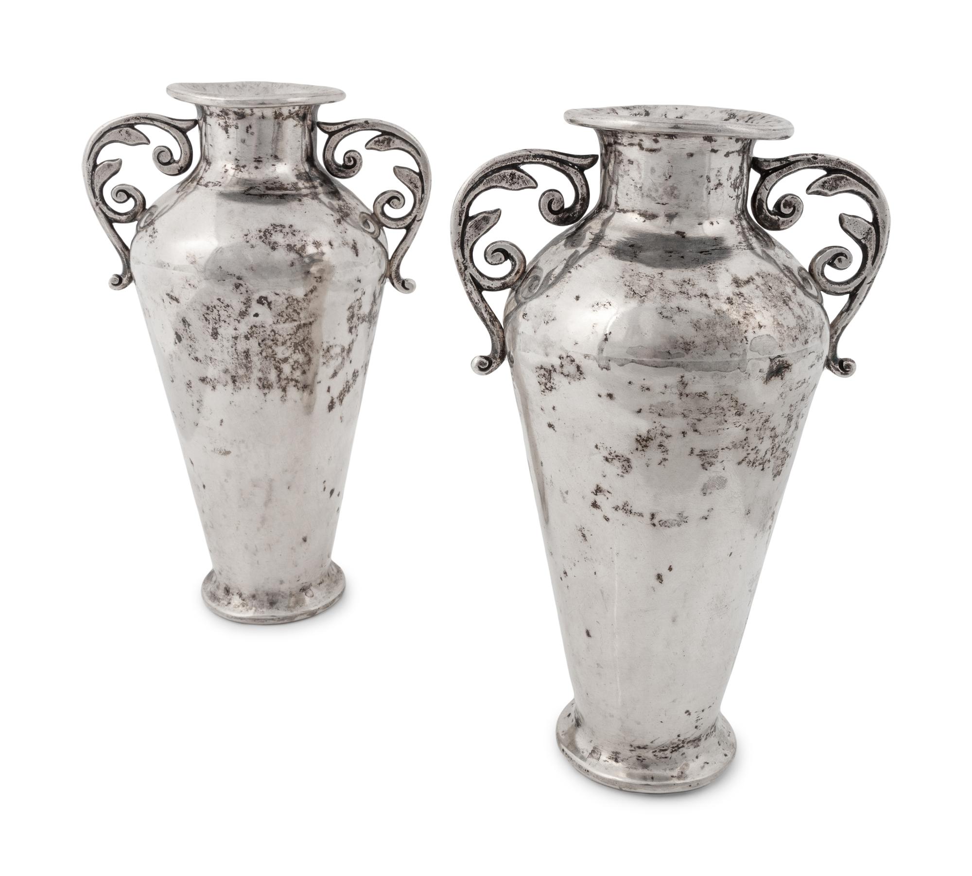 A Pair of Peruvian Silver Vases