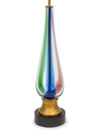 A Pair of Marbro and Seguso Murano Glass Lamps