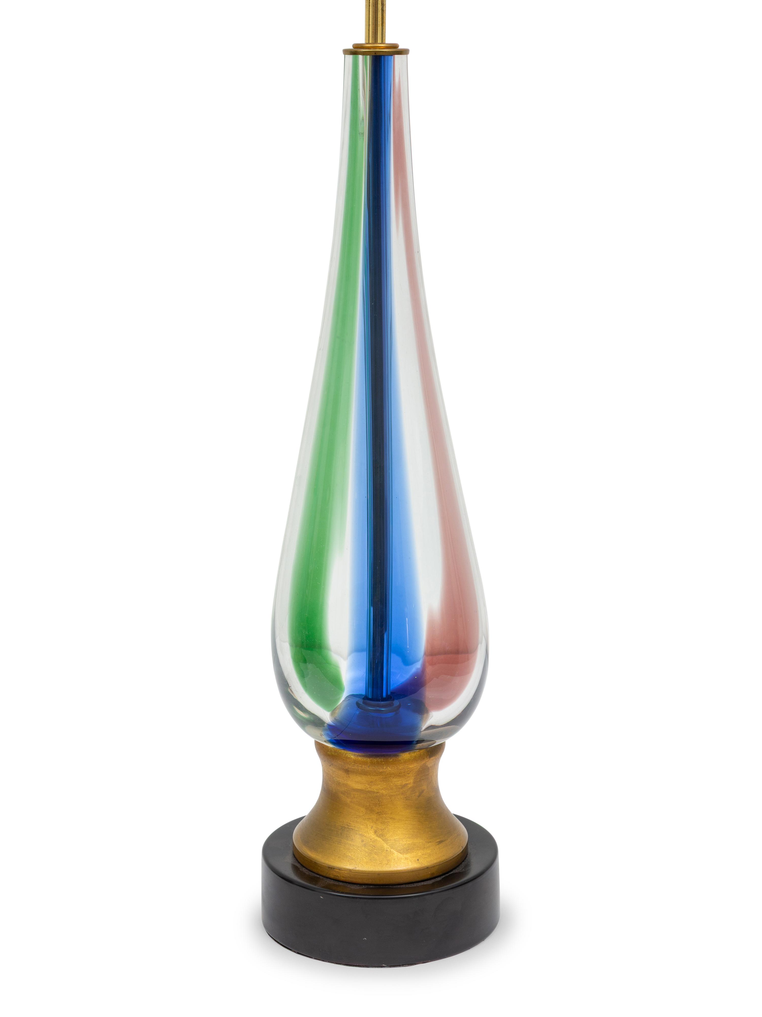 A Pair of Marbro and Seguso Murano Glass Lamps