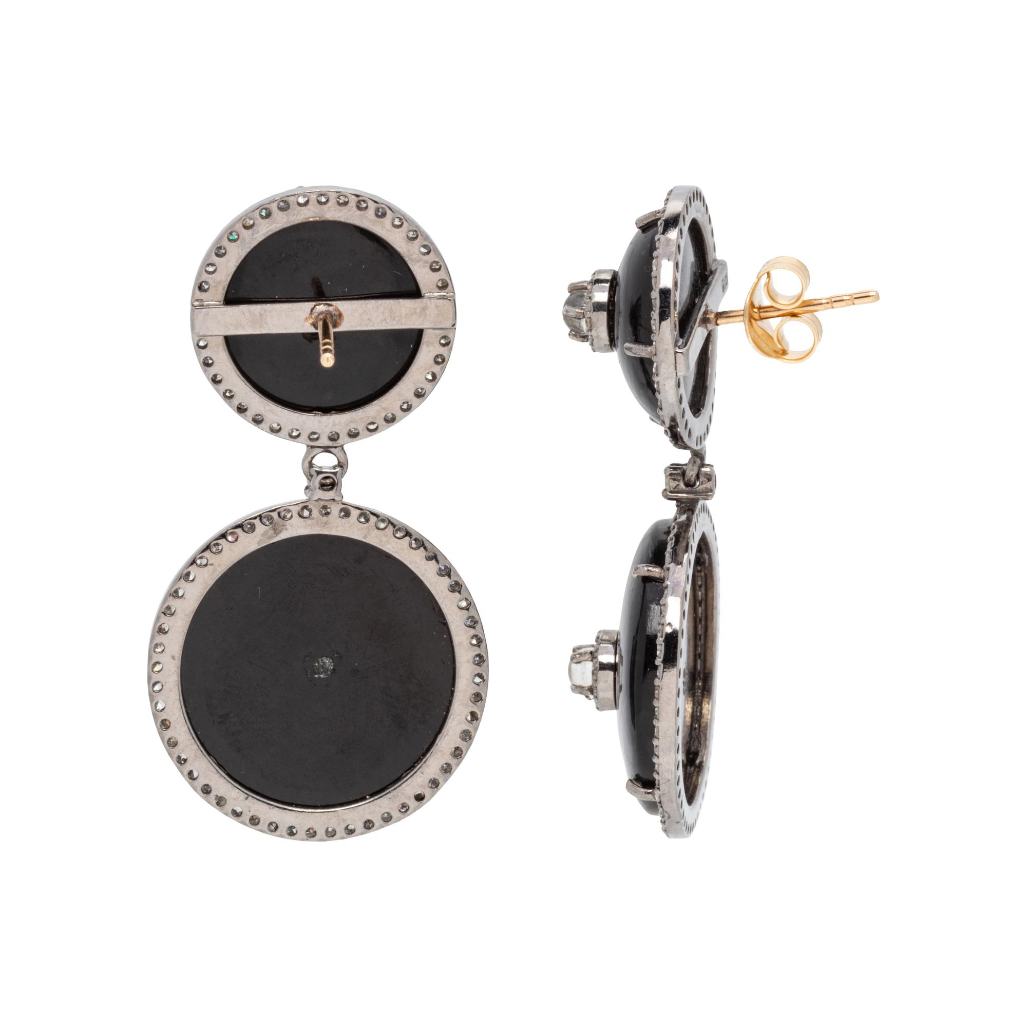 ENAMEL, MOONSTONE AND DIAMOND EARRINGS
