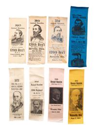 [CIVIL WAR]. A group of GAR ribbons, most for 120th Ohio Volunteer Infantry Reunions.