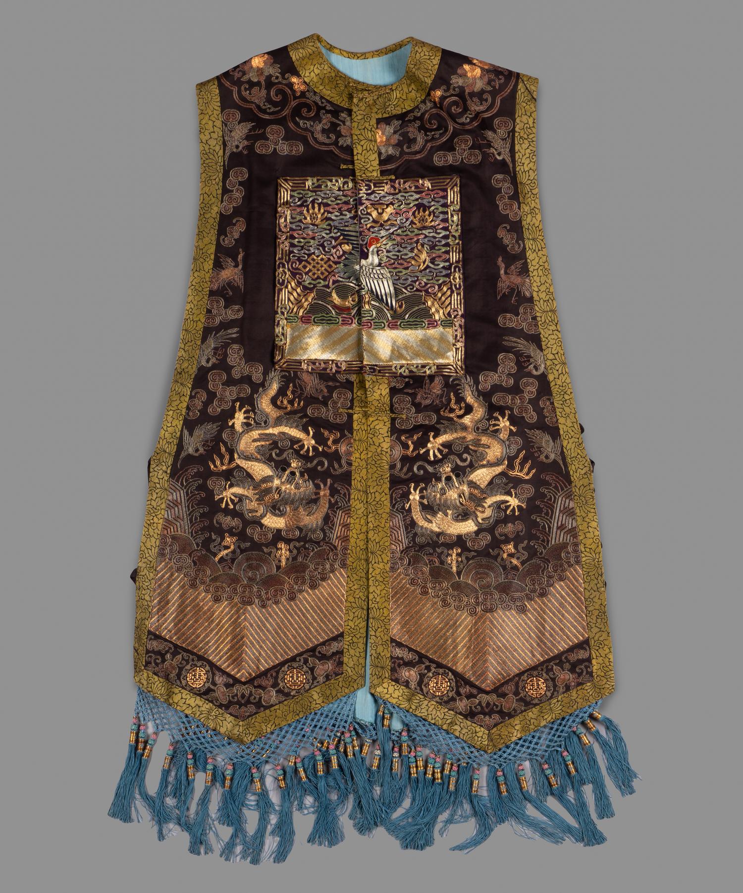 A Chinese Embroidered Silk Vest, Xiapei
