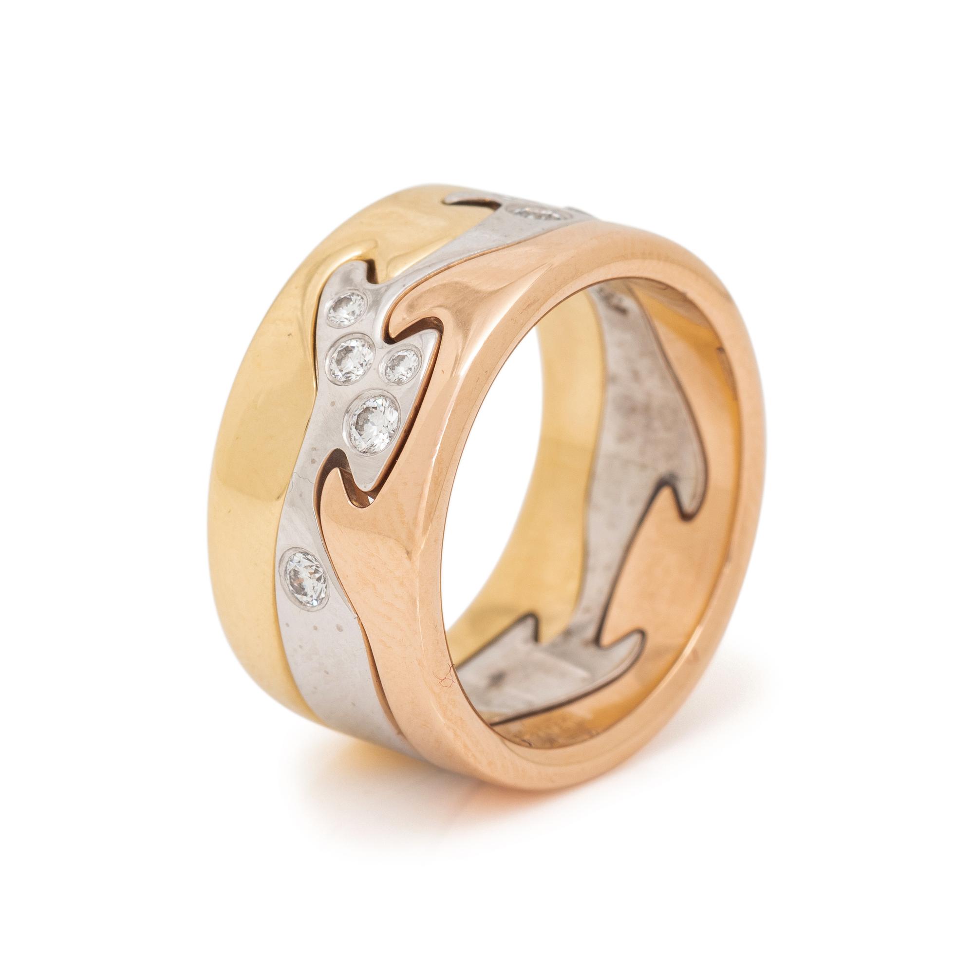 GEORG JENSEN, NINA KOPPEL, TRICOLOR GOLD AND DIAMOND 'FUSION' RING SET