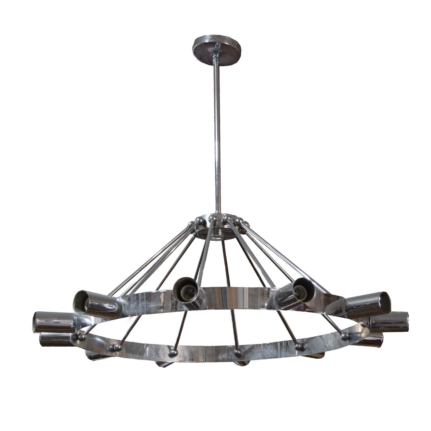 A Mid-Century Chrome Chandelier 38" W x 38" D x 33" H — United States, Mid-20th Century