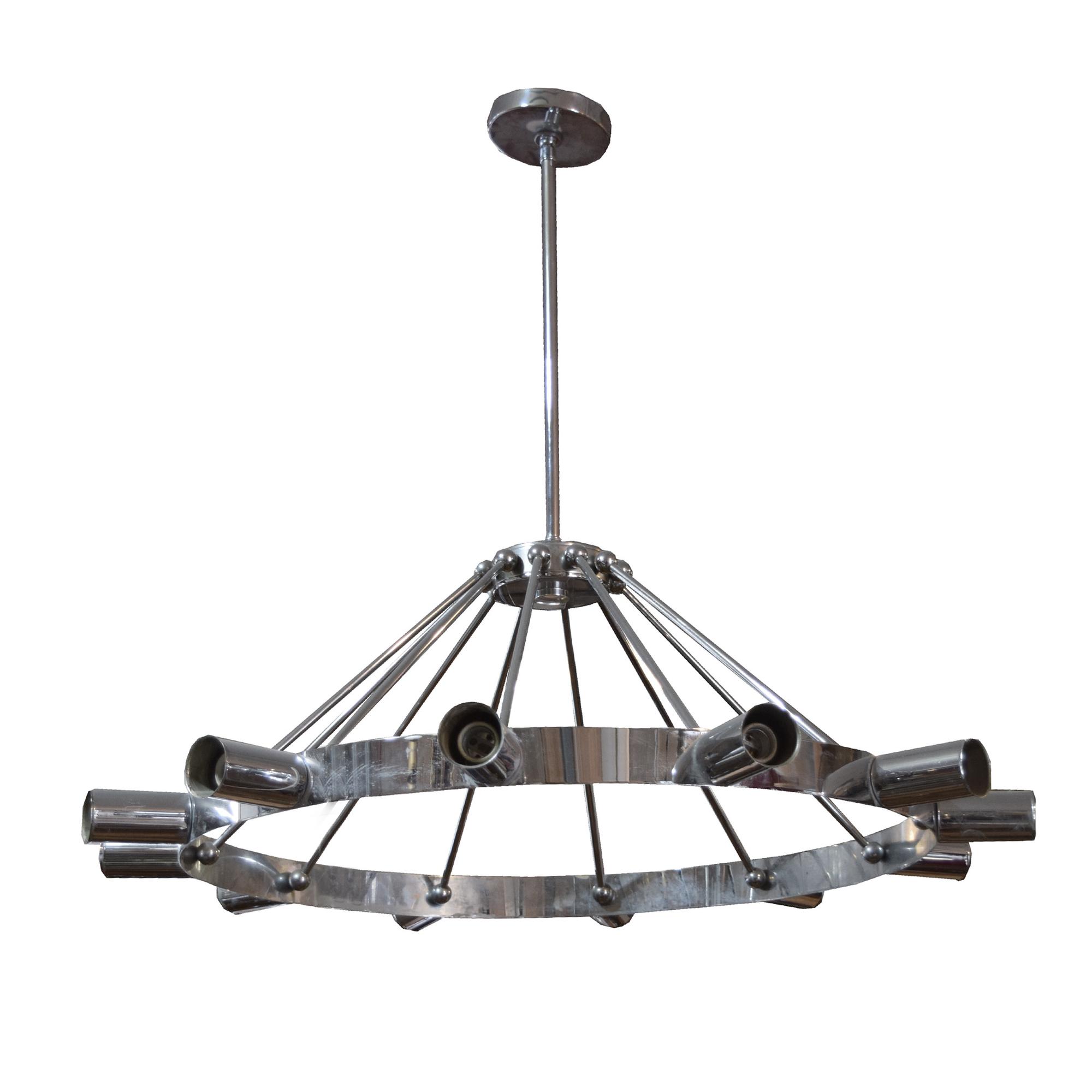 A Mid-Century Chrome Chandelier 38" W x 38" D x 33" H — United States, Mid-20th Century