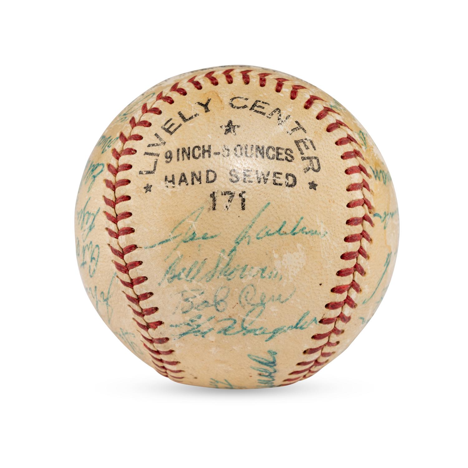 A 1954 New York Yankees Team Signed Autograph Baseball Featuring Mickey Mantle (Beckett Authentication Services Letter of Authenticity)