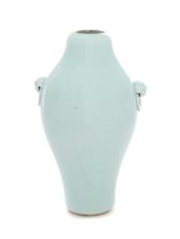 A Celadon Glazed Porcelain Vase Height 8 inches.