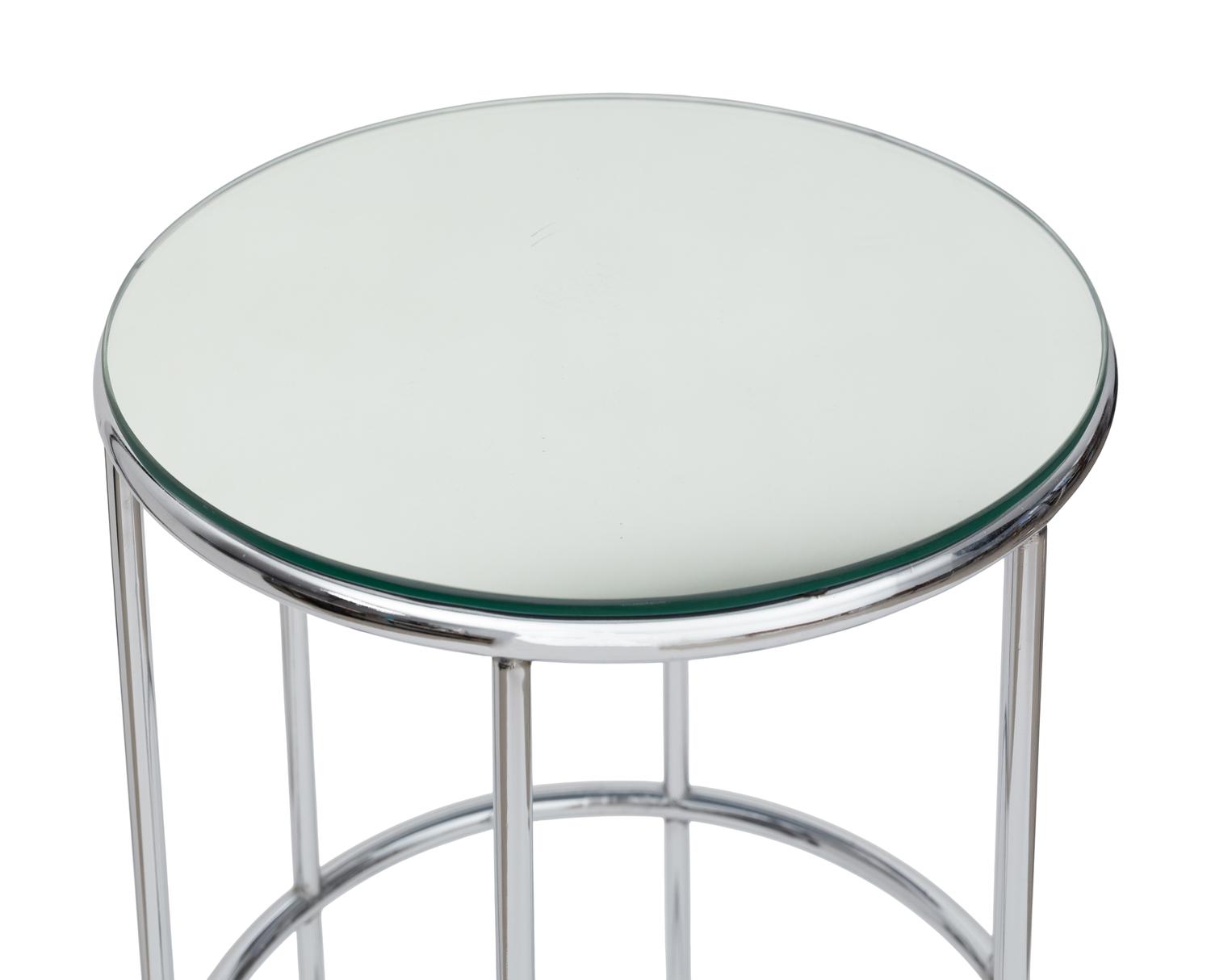 A Pair of Tubular Chrome and Mirror-Top Pedestals