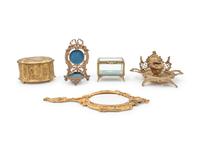 Five Continental Gilt Metal Vanity Articles