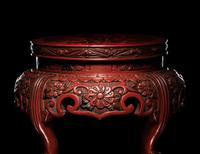 A Pair of Japanese Carved Cinnabar Lacquer Stands