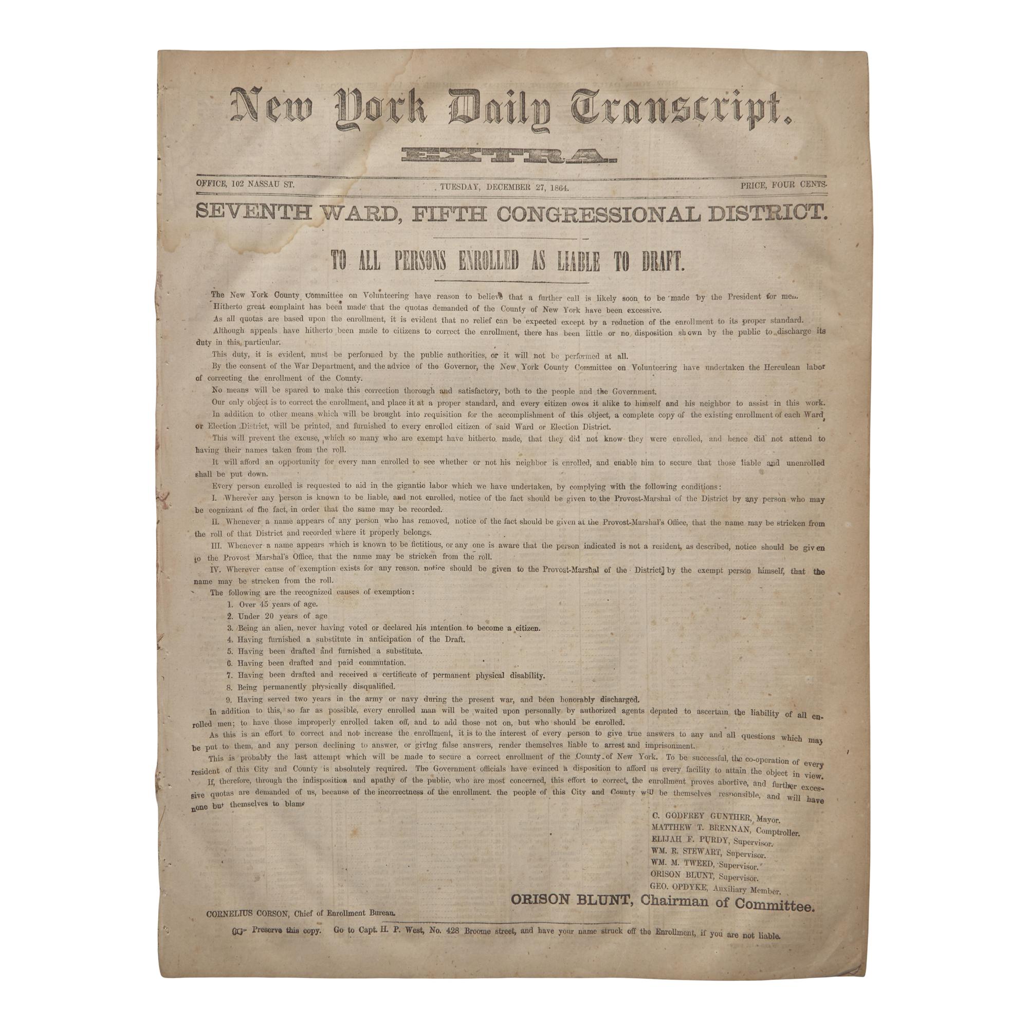 [Civil War] New York Daily Transcript