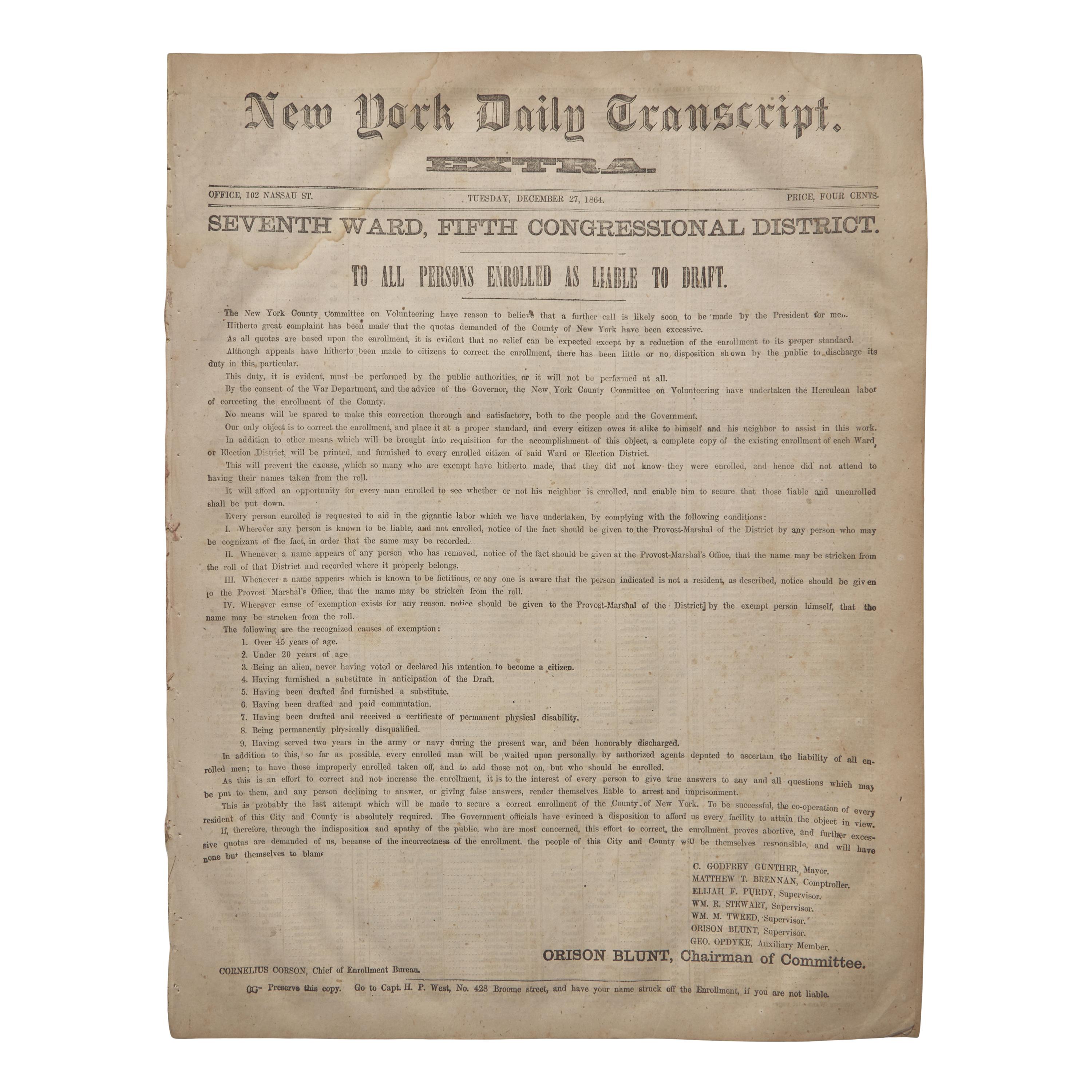 [Civil War] New York Daily Transcript
