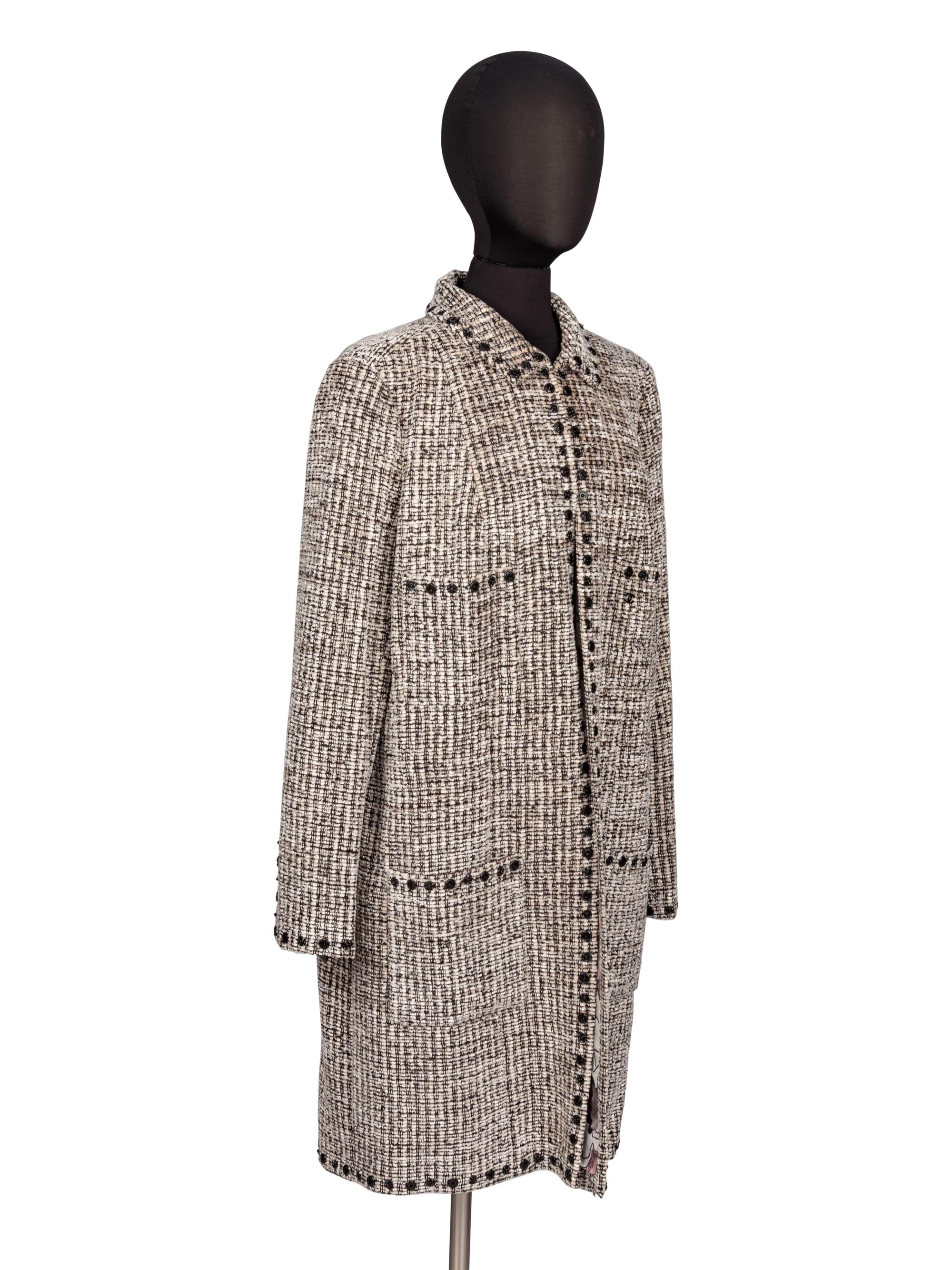 Chanel, Long Tweed Jacket with Snaps