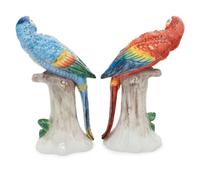 A Pair of German Porcelain Parrot Figures