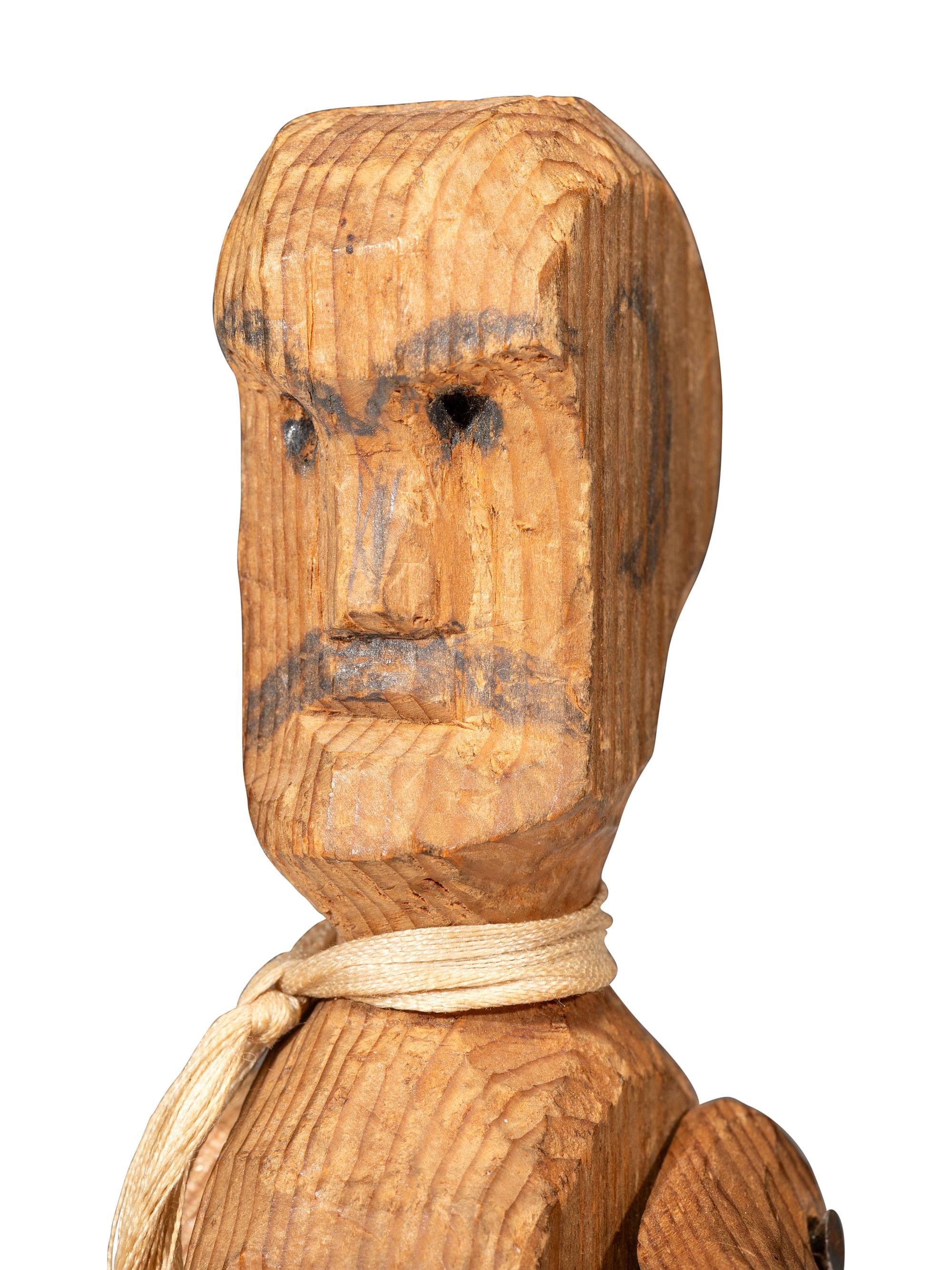 Four Folk Art Carved Wood Articulated Figures