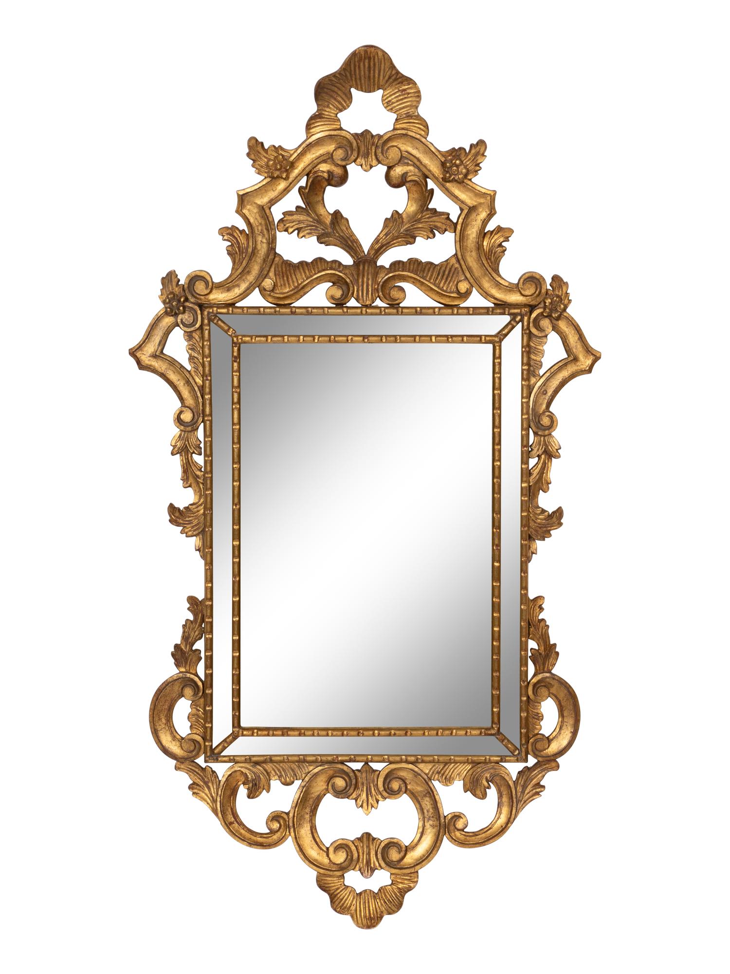 A Pair of Italian Baroque Style Giltwood Parclose Mirrors