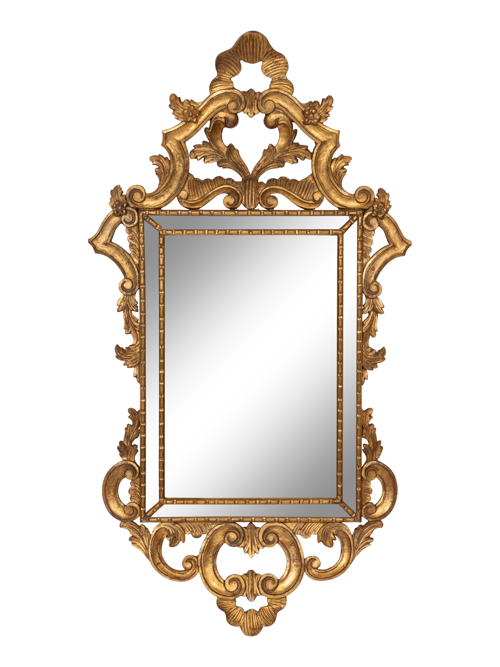 A Pair of Italian Baroque Style Giltwood Parclose Mirrors