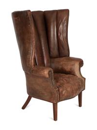 A George III Style Pleather Upholstered Wing Chair