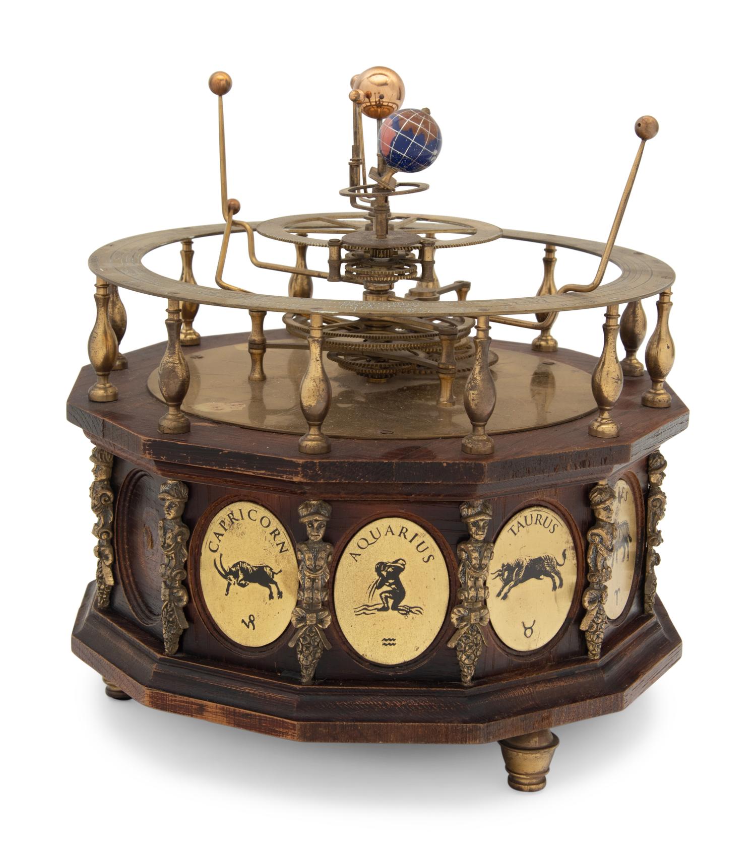 A Continental Brass and Enameled Orrery