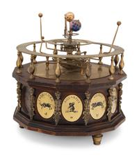 A Continental Brass and Enameled Orrery