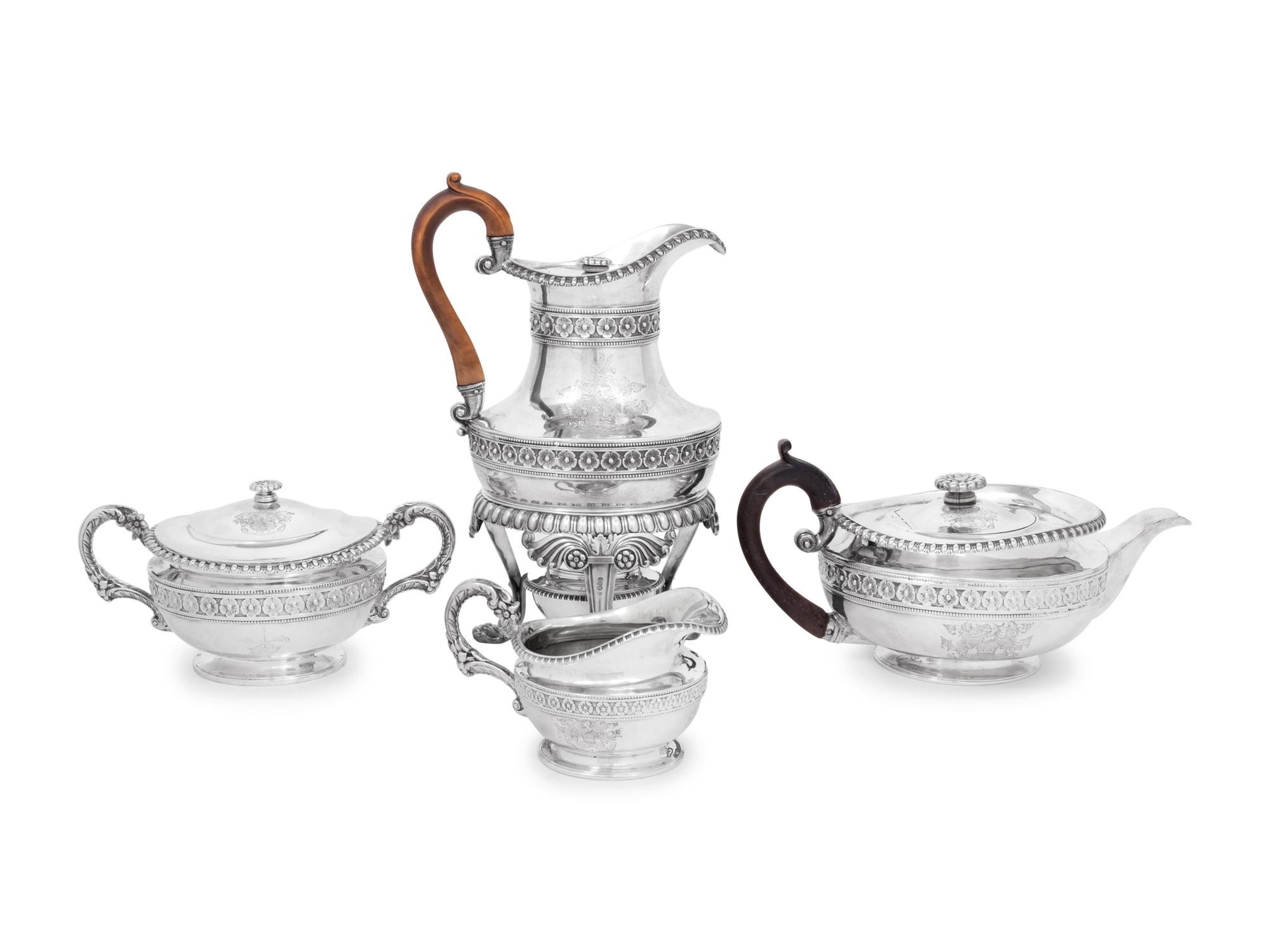 A George III/IV Silver Four-Piece Tea Service