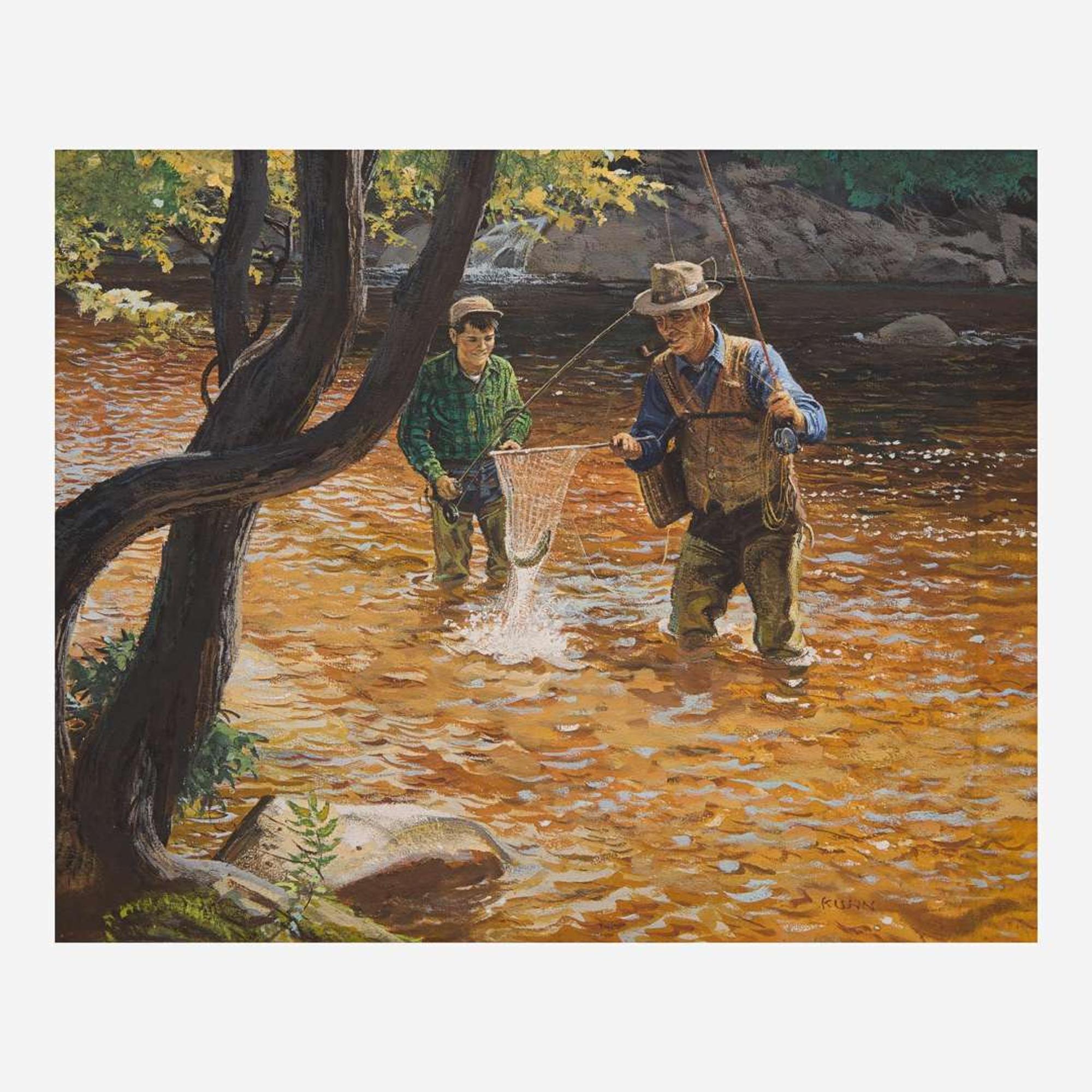 Robert Frederick Kuhn (American, 1920–2007) The Fly Fishing Lesson