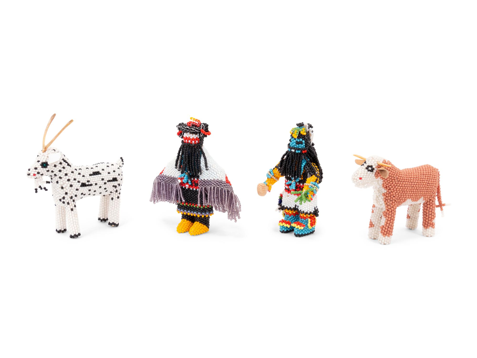 Menagerie of Beaded Zuni Dolls and Animals
