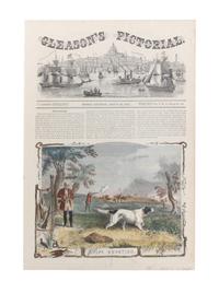 Six Hand Colored Woodblock Hunting Prints Height 14 x width 9 3/4 inches. — LATE 19TH CENTURY
