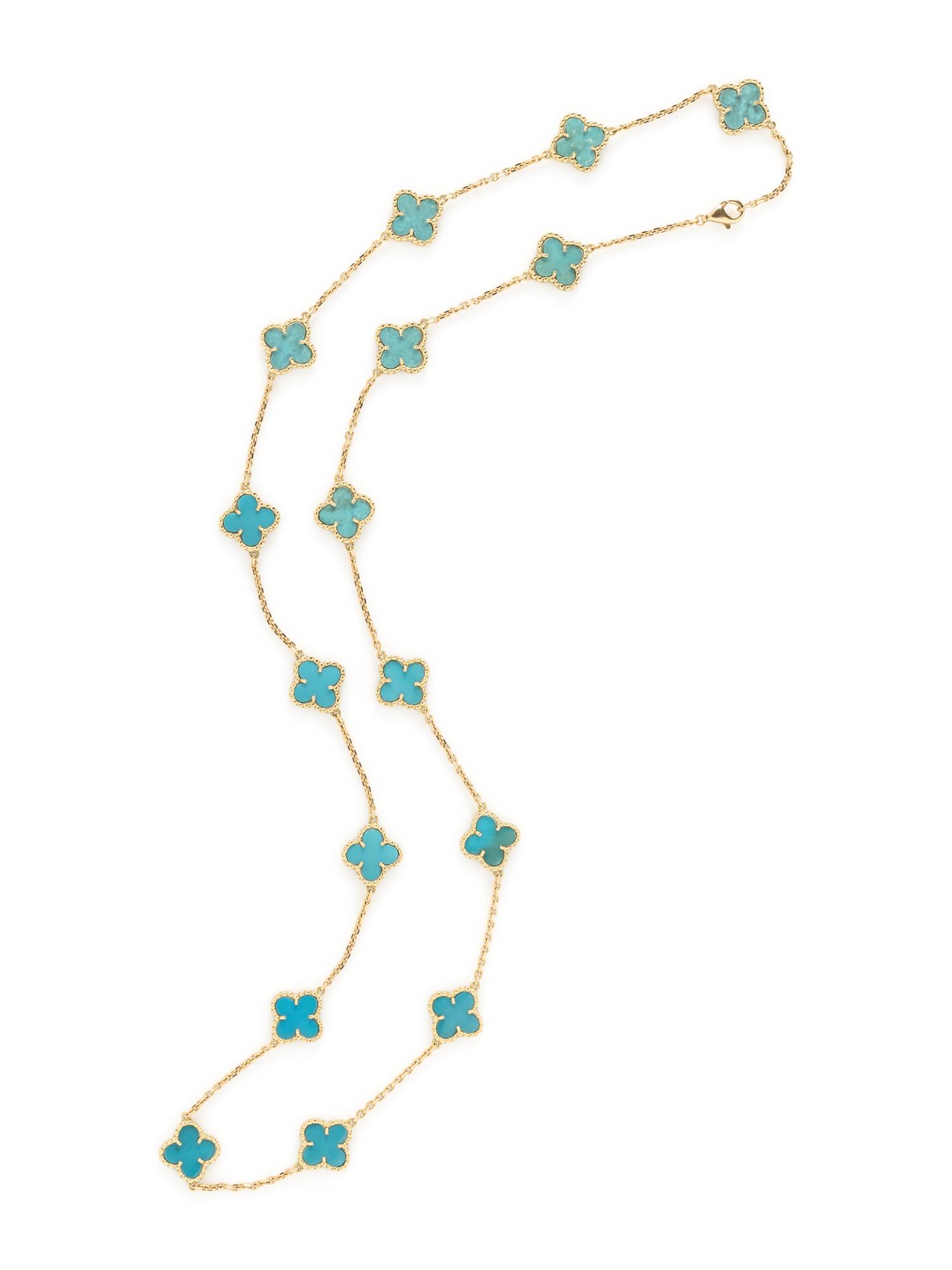 TREATED TURQUOISE AND YELLOW GOLD NECKLACE