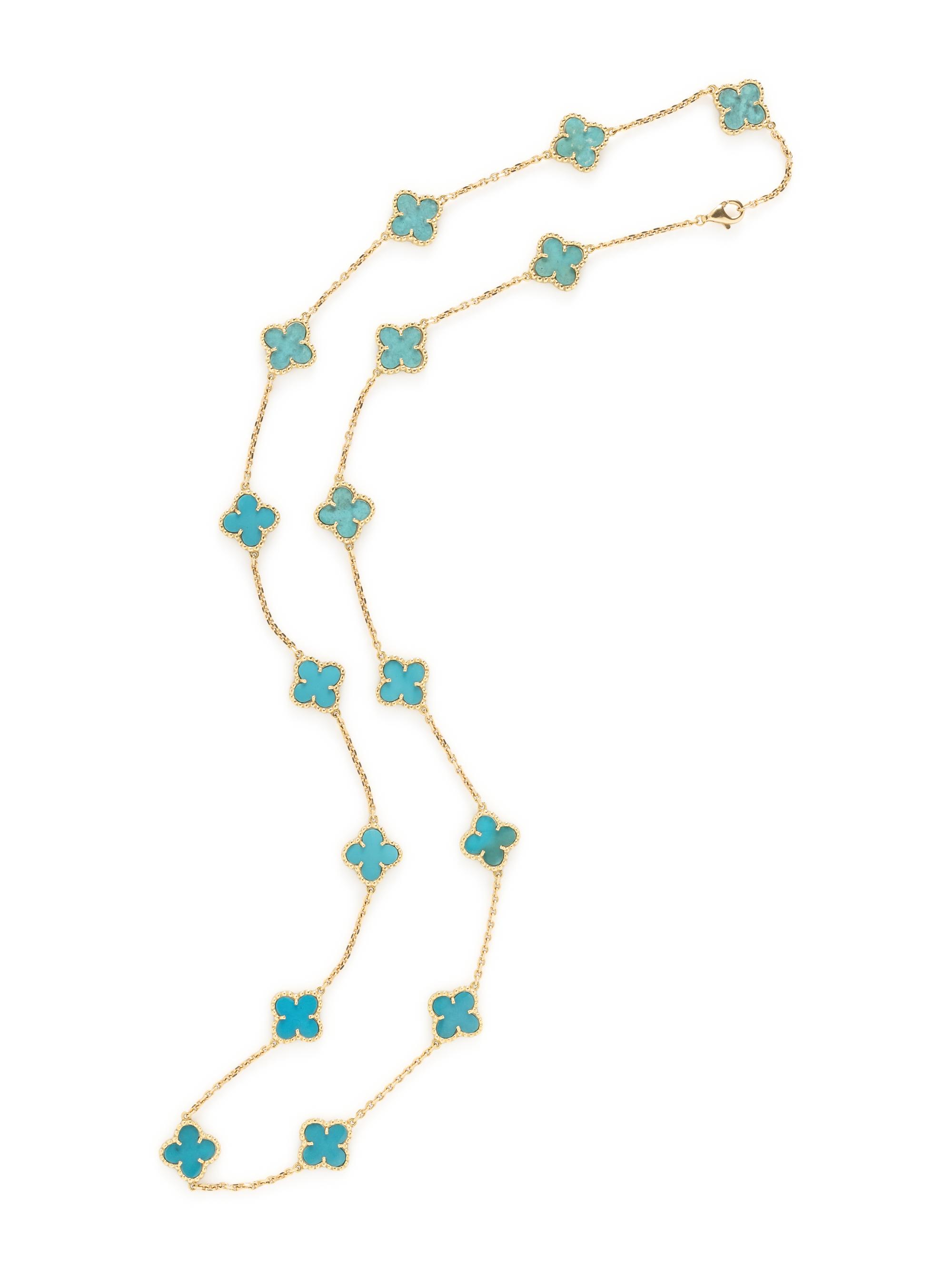 TREATED TURQUOISE AND YELLOW GOLD NECKLACE