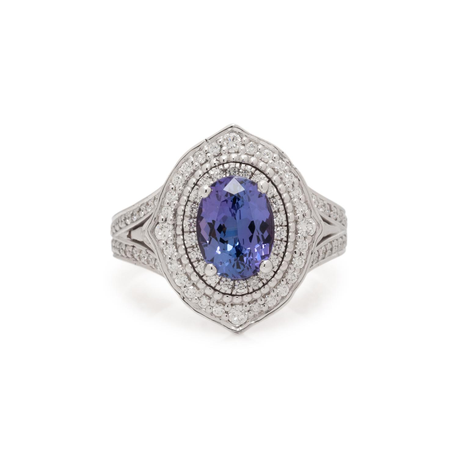 TANZANITE AND DIAMOND RING