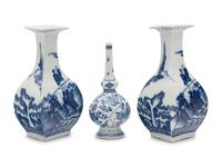 Three Chinese Blue and White Porcelain Vases