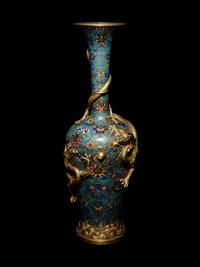A Gilt Bronze and Cloisonné Enamel 'Dragon' Vase