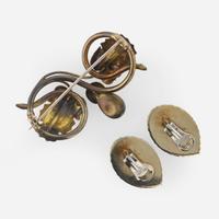 A pair of 14K yellow gold earrings with brooch