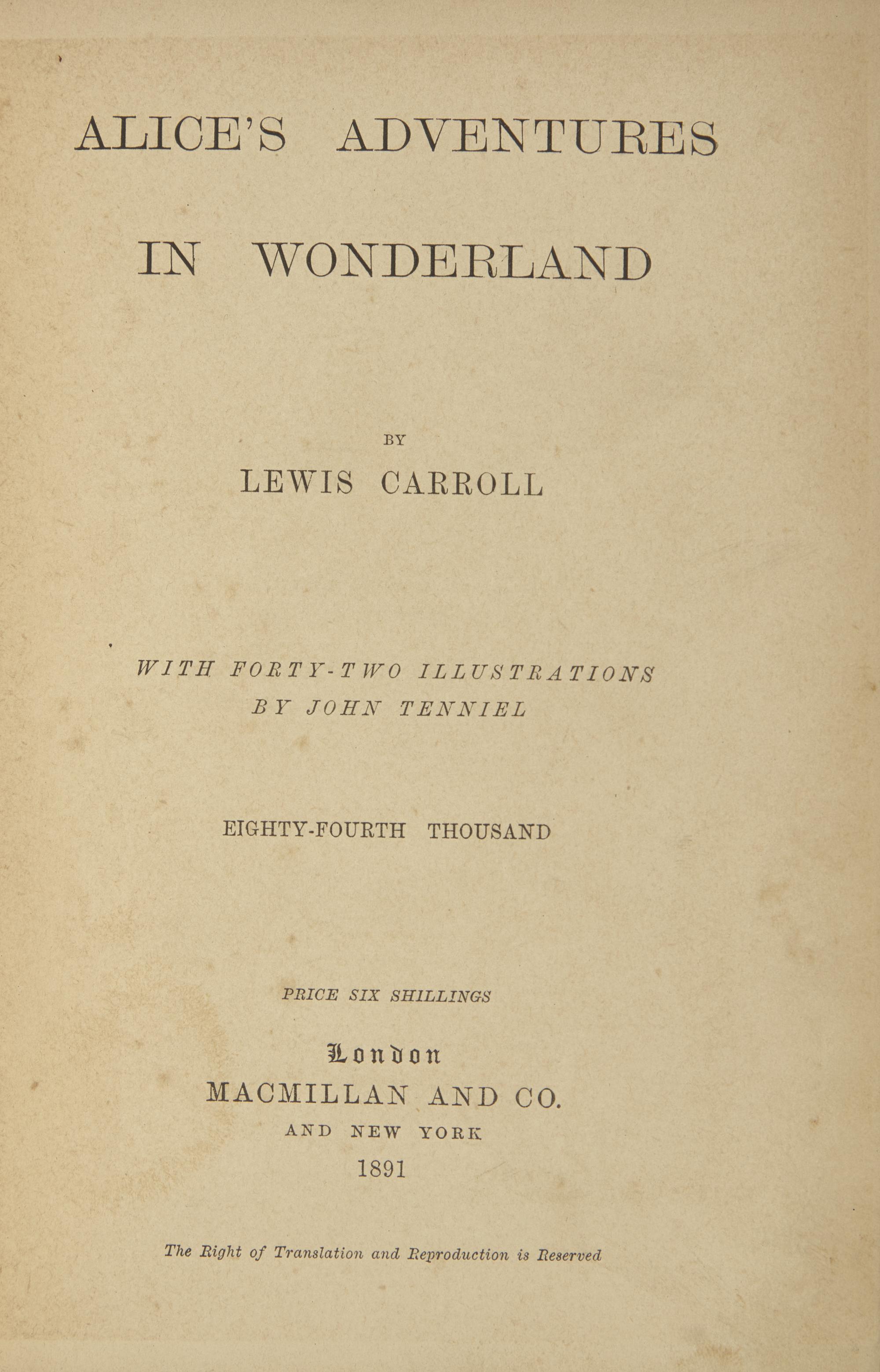 Carroll, Lewis (Charles Lutwidge Dodgson). Alice's Adventures in Wonderland