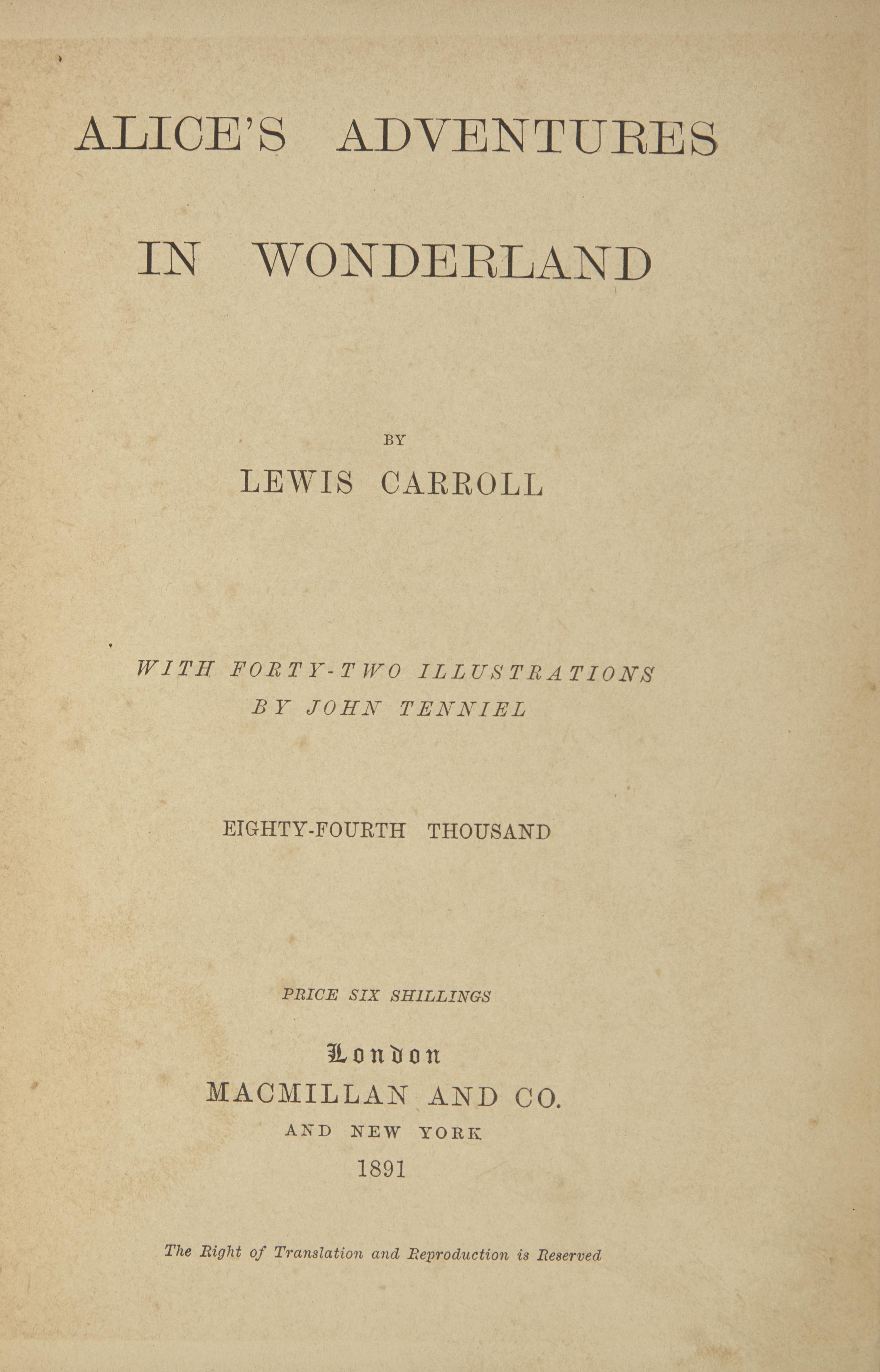 Carroll, Lewis (Charles Lutwidge Dodgson). Alice's Adventures in Wonderland